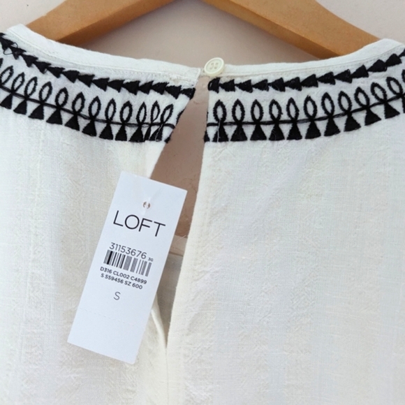 Loft cream off-white loose boho summer cotton dress small sz small NWT - Picture 3 of 16
